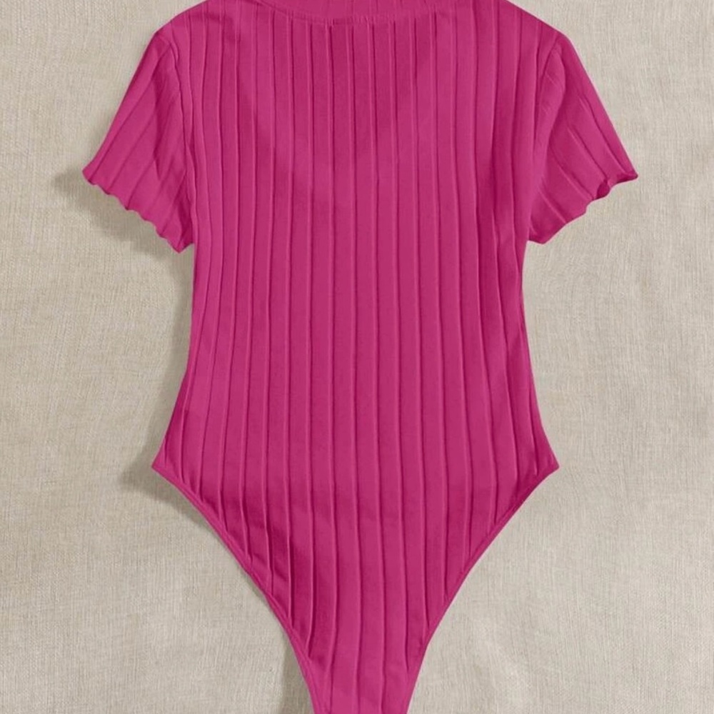 Pink Fitted Ribbed Bodysuit - Picture 2 of 2